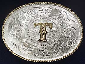 Montana Silversmiths Initial T Western Belt Buckle - Western Belt Buckles | Spur Western Wear