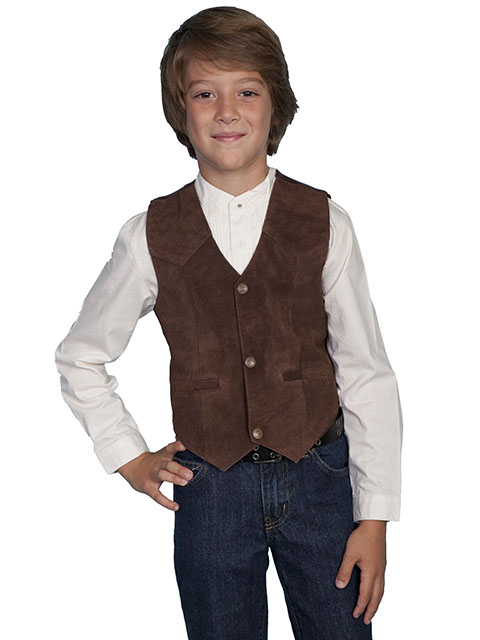 Scully Boar Suede Western Vest - Expresso - Boys' Old West Vests And Jackets | Spur Western Wear