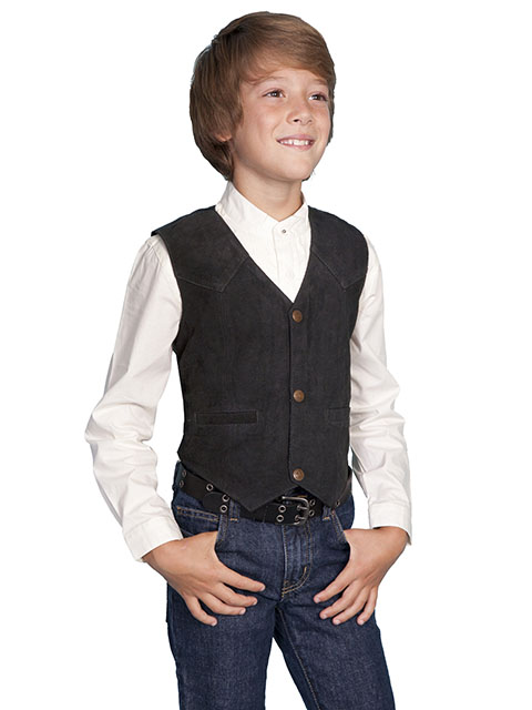 Scully Boar Suede Western Vest - Black - Boys' Old West Vests And Jackets | Spur Western Wear