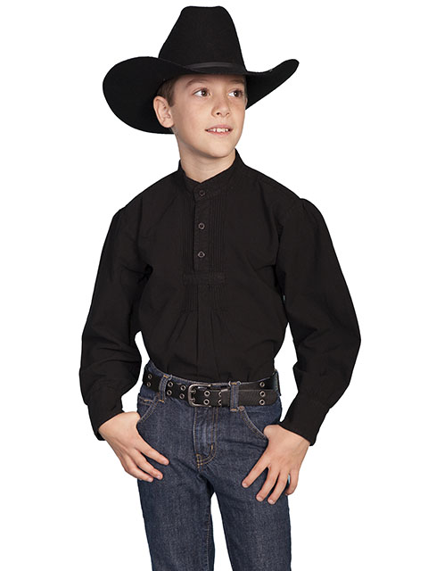 Scully Pullover Gambler Shirt - Black - Boys' Old West Shirts | Spur Western Wear