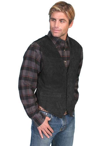 Scully Boar Suede Satin Back Vest – Black - Men's Leather Western Vests ...