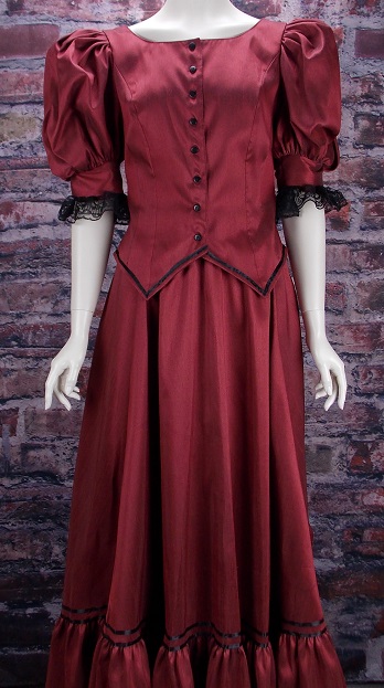 Frontier Classics Antique Satin Ensemble - Burgundy - Ladies' Old West Ensembles | Spur Western Wear