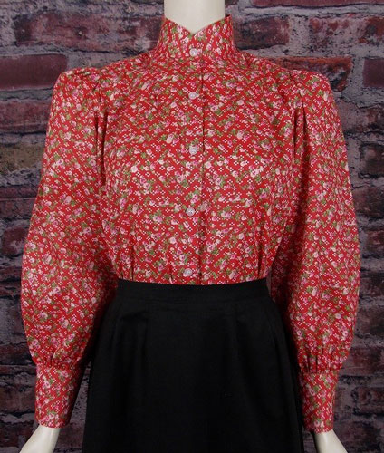 Frontier Classics Victorian Blouse - Red Print - Ladies' Old West Blouses | Spur Western Wear