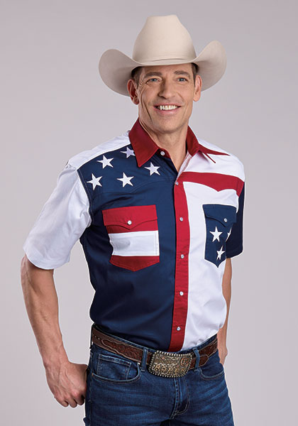 Roper Color Block Flag Short Sleeve Snap Front Western Shirt - Men's Western Shirts | Spur Western Wear