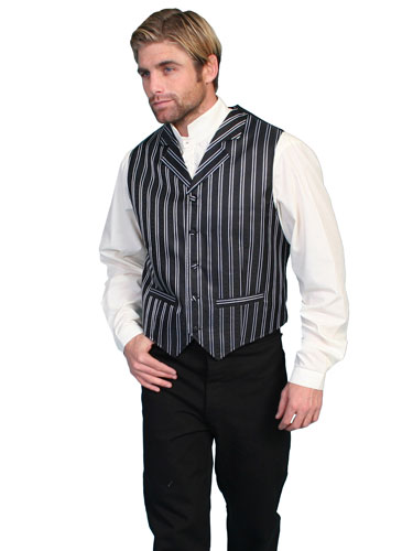 Scully Pinstriped Vest – Black And White - Men's Old West Vests and Jackets | Spur Western Wear