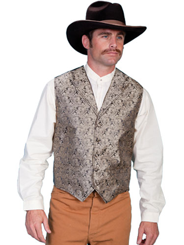 Scully Notched Lapel Paisley Vest - Taupe - Men's Old West Vests and ...