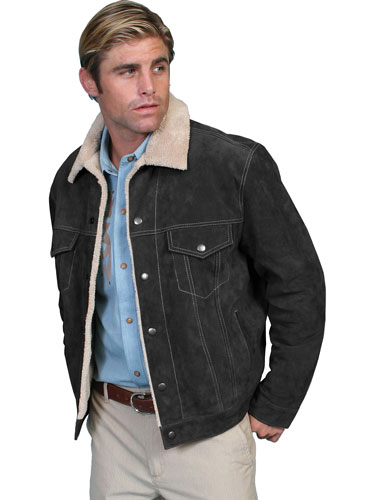 mens sherpa lined black denim jacket