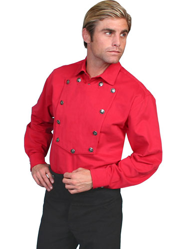 Wah Maker Bib Front Shirt – Silver Tone Button – Red - Men's Old West Shirts | Spur Western Wear