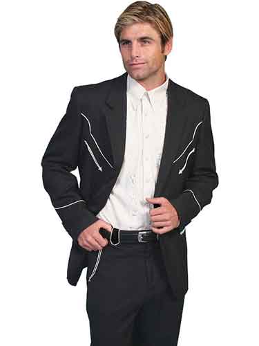 Scully Embroidered Sport Coat - Black with Black - Men's Western Suit Coats, Suit Pants, Sport Coats, Blazers | Spur Western Wear