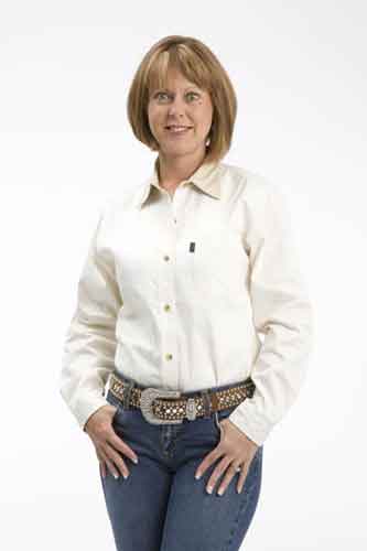 Roper Contrast Collar Long Sleeve Western Shirt - Ecru - Ladies' Western Shirts | Spur Western Wear