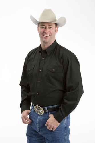 Roper Poplin Long Sleeve Button Front Western Shirt - Black - Men's Western Shirts | Spur Western Wear