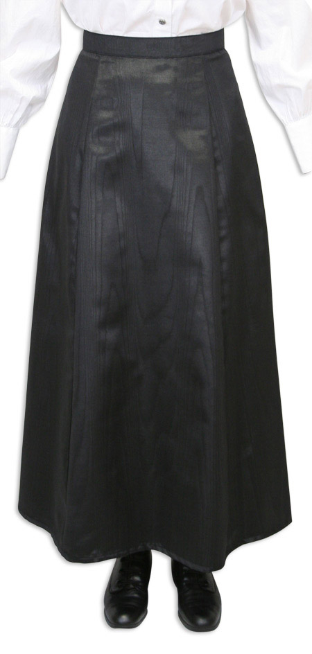 Wah Maker Moire Gibson Girl Skirt - Black - Ladies' Old West Skirts | Spur Western Wear
