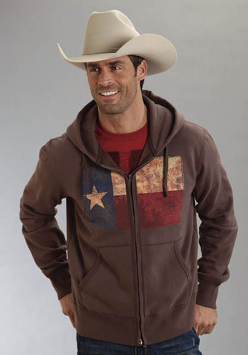 Download Roper Texas Flag Zip Front Hooded Sweatshirt - Brown - Men ...