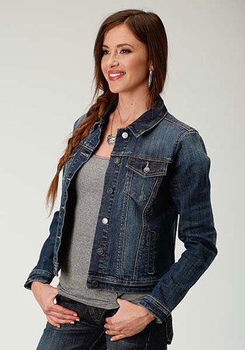 Roper Stretch Denim Jacket - Blue - Ladies' Western Outerwear | Spur ...