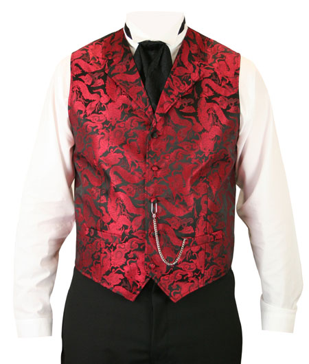 Scully "Hells Fire" Dragon Vest – Red and Black  - Men's Western Vests and Jackets | Spur Western Wear