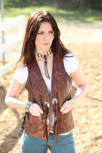 Kobler Hand Tooled Leather Western Vest Acorn Ladies Leather Vests And Jackets Spur Western Wear