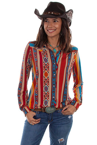 Scully Honey Creek Serape Western Blouse - Ladies' Western Shirts Spur Western Wear
