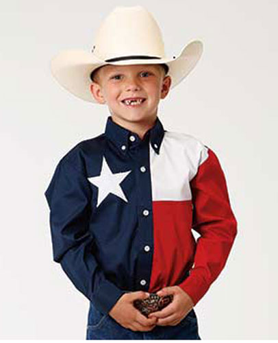 Roper Texas Flag Long Sleeve Button 