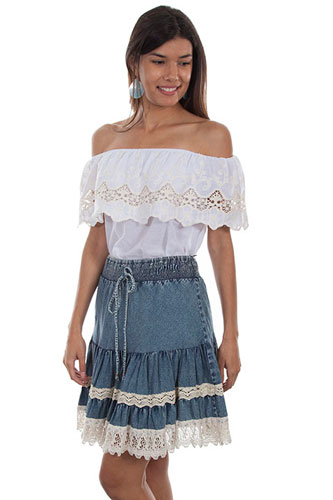 western denim skirts long