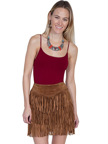 Scully Boar Suede Leather Skirt - Cinnamon - Ladies' Western Skirts And ...