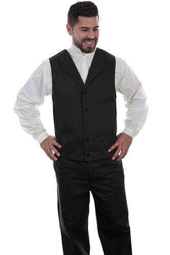 Wah Maker Herringbone Vest - Black - Men's Old West Vests And Jackets | Spur Western Wear