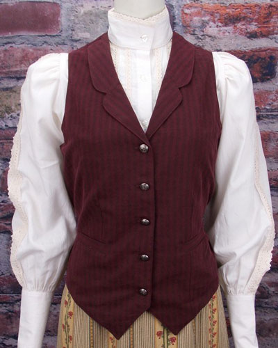 Frontier Classics "Kate" Striped Vest - Burgundy - Ladies' Old West Vests and Jackets | Spur Western Wear