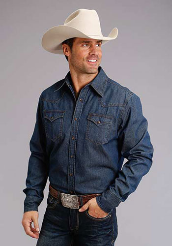 New Men's Classic Long Sleeve Button Up Casual Blue Jeans Shirt Denim Dress  | eBay