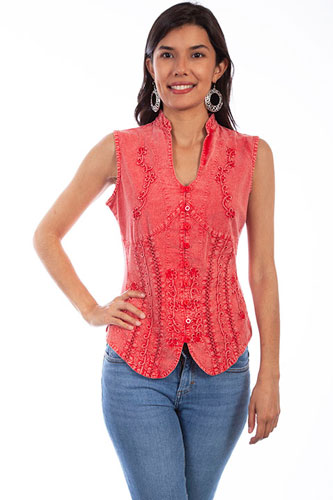 Scully Sleeveless Blouse Brick Ladies Western Shirts Spur Western Wear