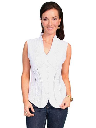 Sleeveless Blouse - White - Ladies