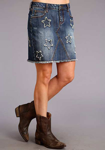 denim skirt with stars