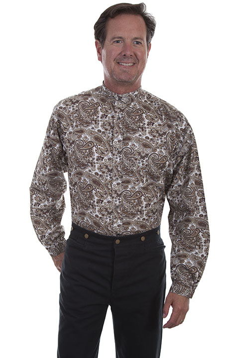 Scully Brown Paisley Old West  Shirt, - Men's Old West Shirts | Spur Western Wear