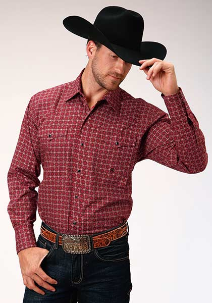 Roper Foulard Print Long-Sleeve Snap Front Western Shirt - Red ,- Men's Western Shirts | Spur Western Wear