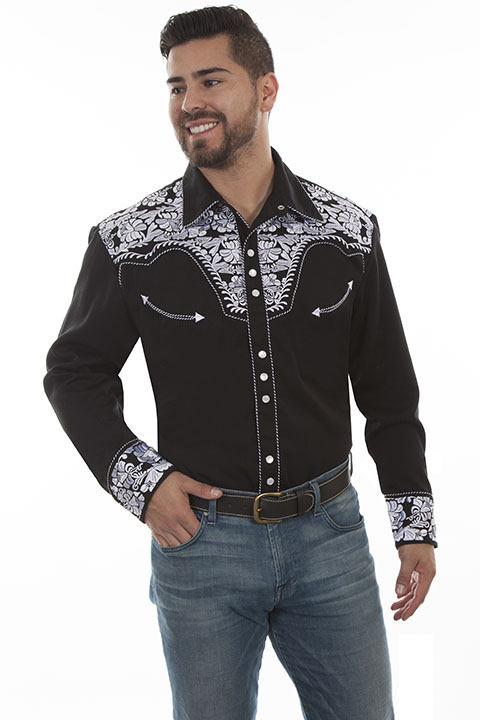 Scully Gunfighter Long Sleeve Snap Front Western Shirt - Turquoise with ...