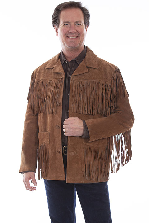 Scully  Fringe Leather Coat – Cinnamon- Men's Leather Western Vests and Jackets | Spur Western Wear
