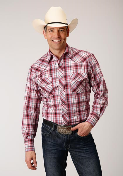 Roper Plaid Long Sleeve Snap Front Western Shirt - Red-Men's Western Shirts | Spur Western Wear