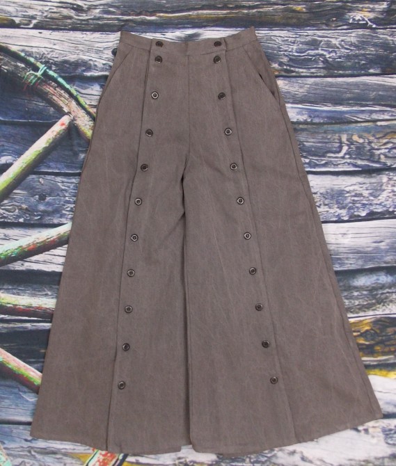Frontier Classics Button Front Split Riding Skirt -Grey,- Ladies' Old West Skirts and Dresses | Spur Western Wear