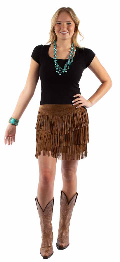 Scully Boar Suede Leather Skirt - Cinnamon - Ladies' Western Skirts And Dresses | Spur Western Wear