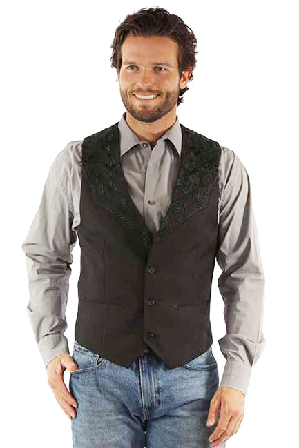 Scully Black Embroidered Vest- Style# 12-P-839JET