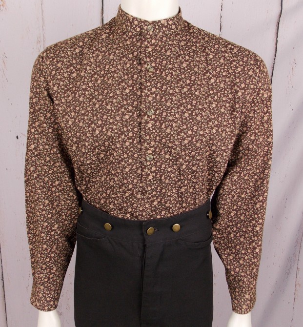 Frontier Classics "Brown Floral  Print shirt- Men's Old West Shirts | Spur Western Wear