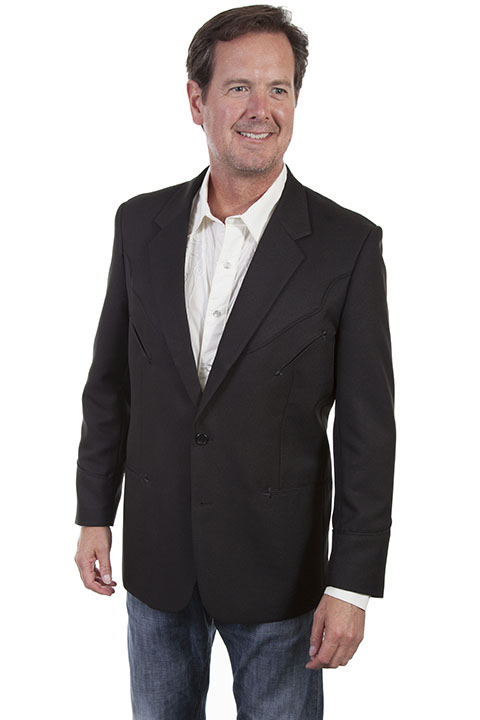Scully  Sport Coat - Black with BlackPiping - Men's Western Suit Coats, Suit Pants, Sport Coats, Blazers | Spur Western Wear