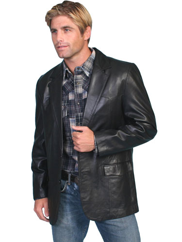 Scully Lambskin Leather Blazer - Black - Men's Leather Western Vests ...