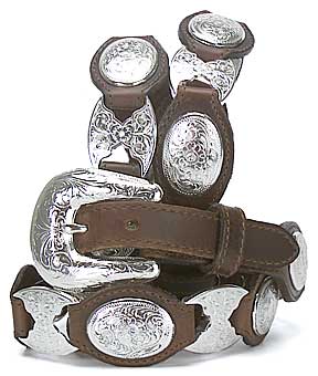 Tony Lama Distressed Brown Silver Link Ladies Belt